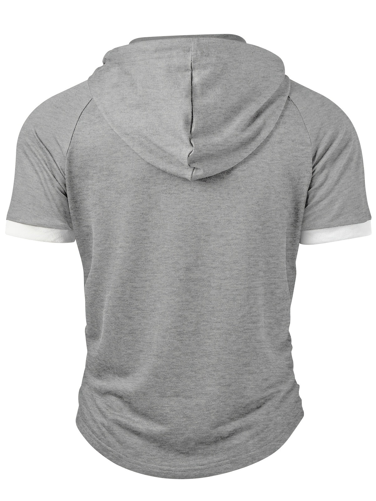 ROYALBOY Spring New Arrival Men's Short Sleeve Outdoor Sports Hoodie with Eyelet Drawstring, Designer Casual Men's Sportswear Top, Suitable for Autumn Outdoor Wear - Grey