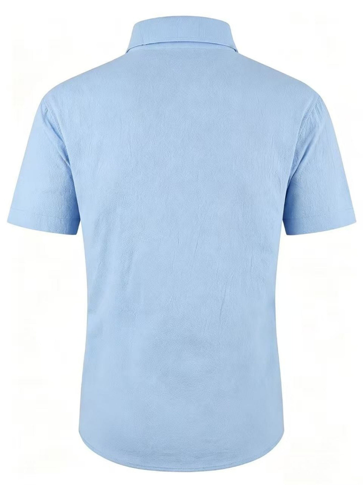 Men'S Summer Casual Short Sleeve Shirt, Outdoor Leisure Sports Print Lapel Comfortable Short Sleeve - Sky Blue