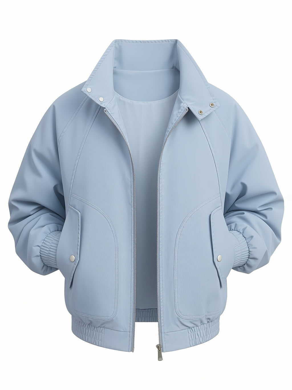 2026 New Men'S Stand-Up Collar Jacket, Windproof Premium Lightweight Breathable Durable Comfortable Fabric, Loose Casual Fit Outerwear, Suitable for Streetwear, Daily Leisure, Commuting, And Outdoor Travel, Full Zipper Closure - Moonlight Blue