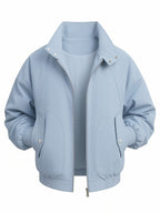 2026 New Men'S Stand-Up Collar Jacket, Windproof Premium Lightweight Breathable Durable Comfortable Fabric, Loose Casual Fit Outerwear, Suitable for Streetwear, Daily Leisure, Commuting, And Outdoor Travel, Full Zipper Closure - Moonlight Blue