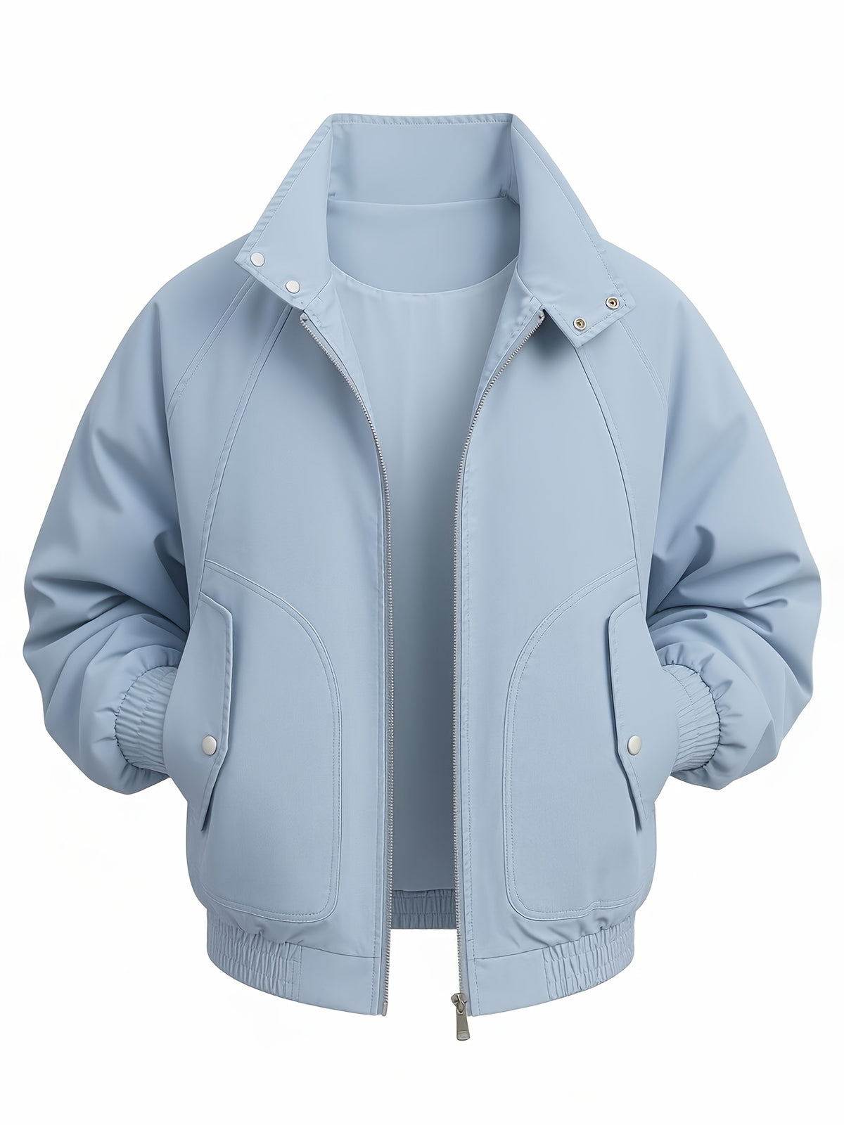 2026 New Men'S Stand-Up Collar Jacket, Windproof Premium Lightweight Breathable Durable Comfortable Fabric, Loose Casual Fit Outerwear, Suitable for Streetwear, Daily Leisure, Commuting, And Outdoor Travel, Full Zipper Closure - Moonlight Blue