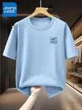 100% Men'S Summer Casual T-Shirt, Loose Fit - Glacier Blue
