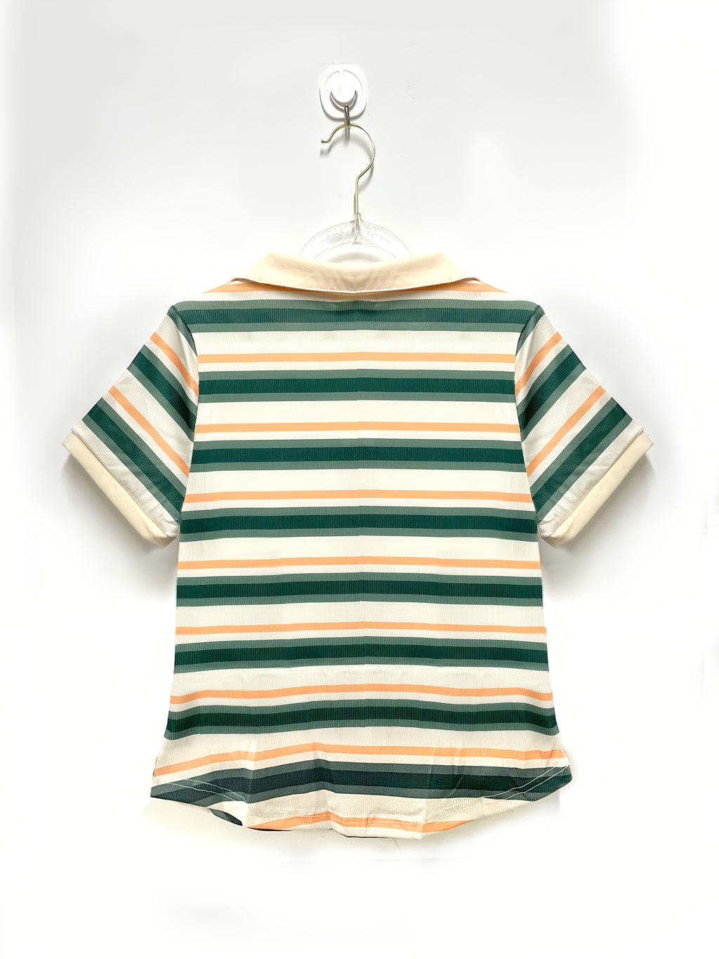 Summer Short-Sleeved T-Shirt for Women, 2025 New Style, Elegant Color-Blocking Stripes, Slim-Fit, Halfopen Collar, Short Top - Stripe