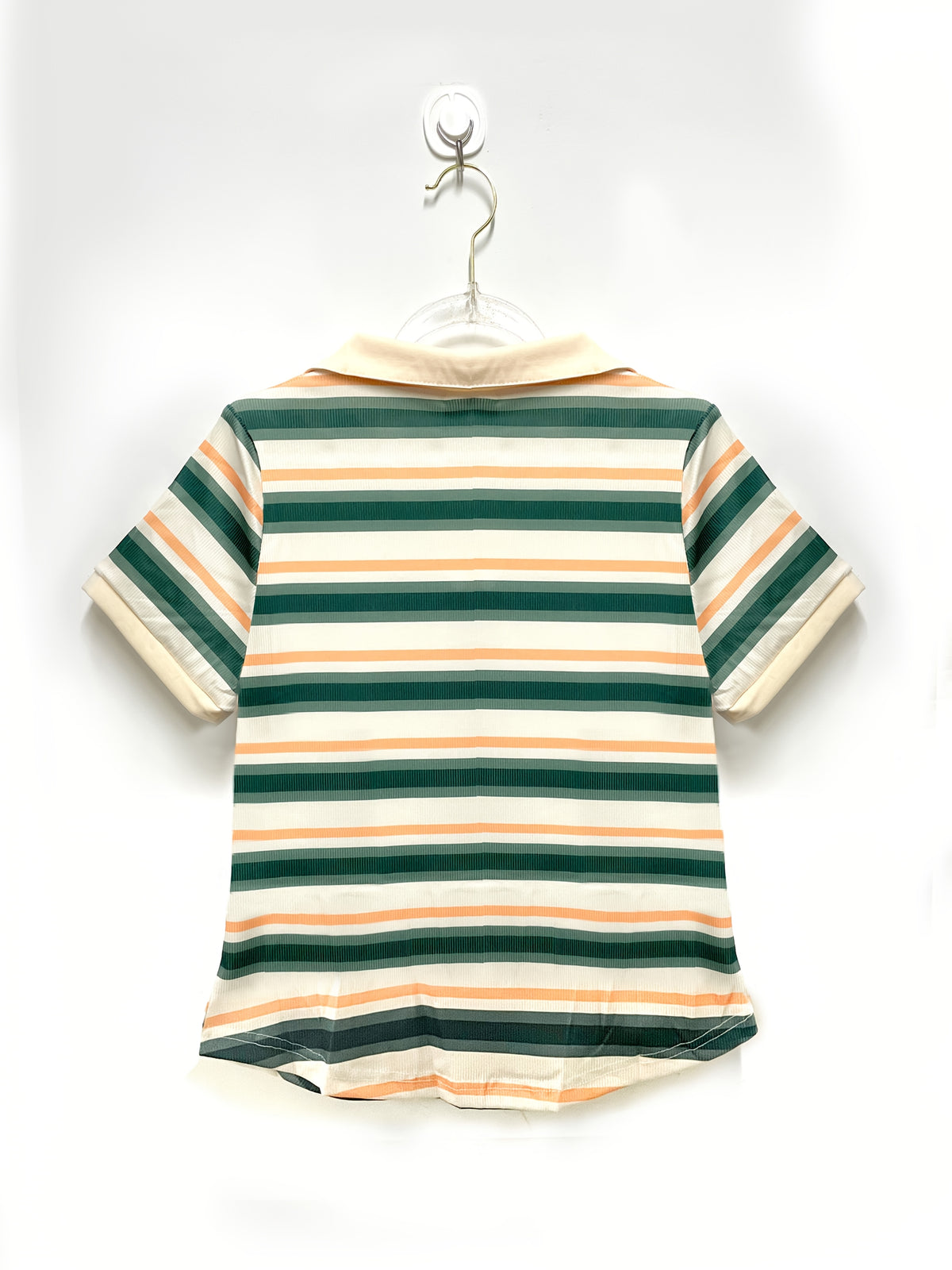 Summer Short-Sleeved T-Shirt for Women, 2025 New Style, Elegant Color-Blocking Stripes, Slim-Fit, Halfopen Collar, Short Top - Stripe