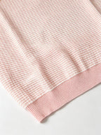 Men's Polo Collar Short Sleeve Waffle Knit Top, Solid Color Lightweight Breathable Casual Pullover - Pink Color
