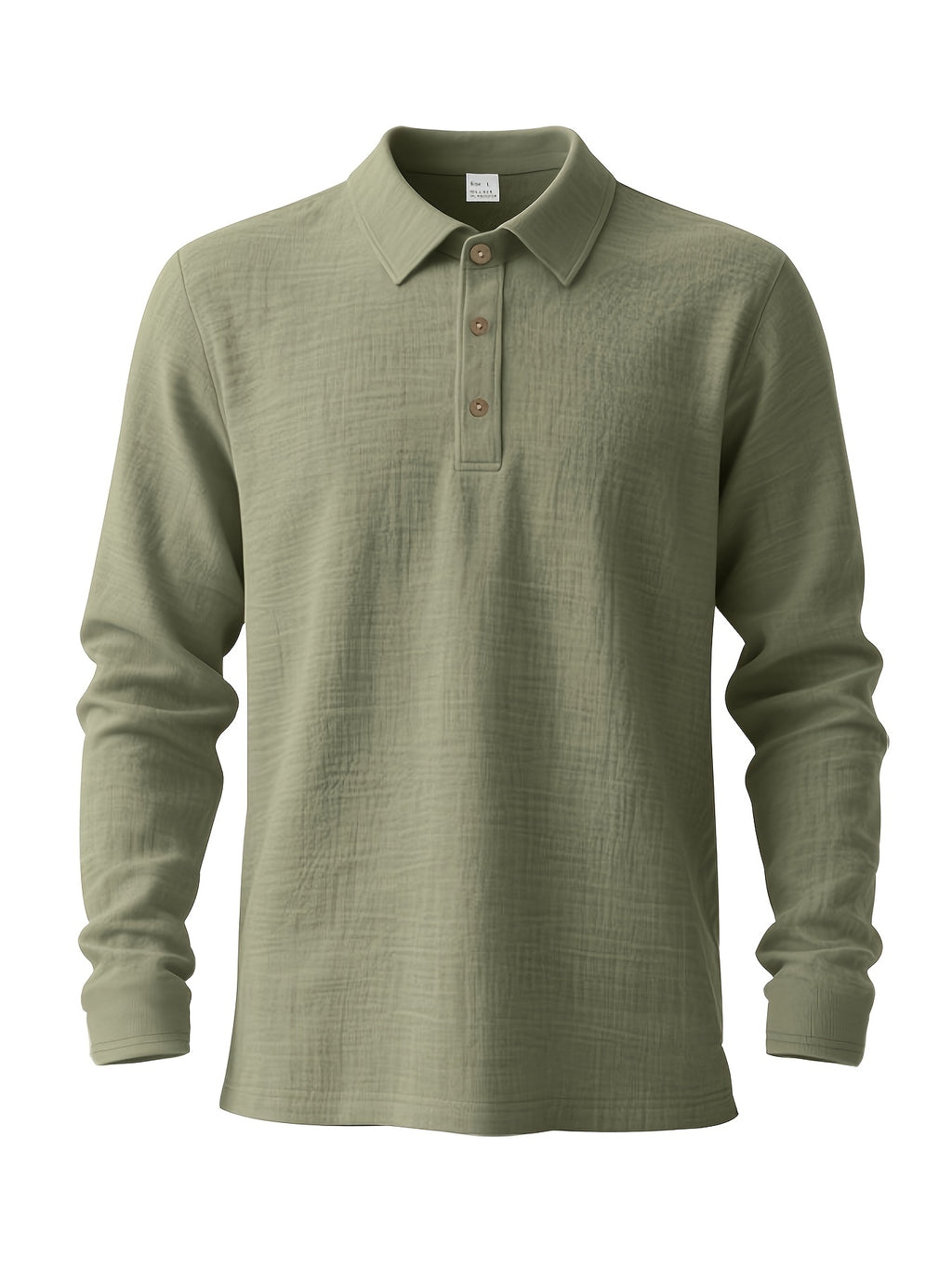 Men'S Linen Polo Shirt, Long Sleeve Casual Button-Up Top Made of Soft Natural Linen Fabric, Breathable Lightweight Construction with Relaxed Fit, Ideal Summer Clothing for Beach Vacations, Tropical Travel, Business Casual, And Leisure Style - Tactical Green