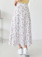 1pc Cute Fashion Casual Floral Printed Short Skirt, Suitable for Vacation Outings And Dates - White