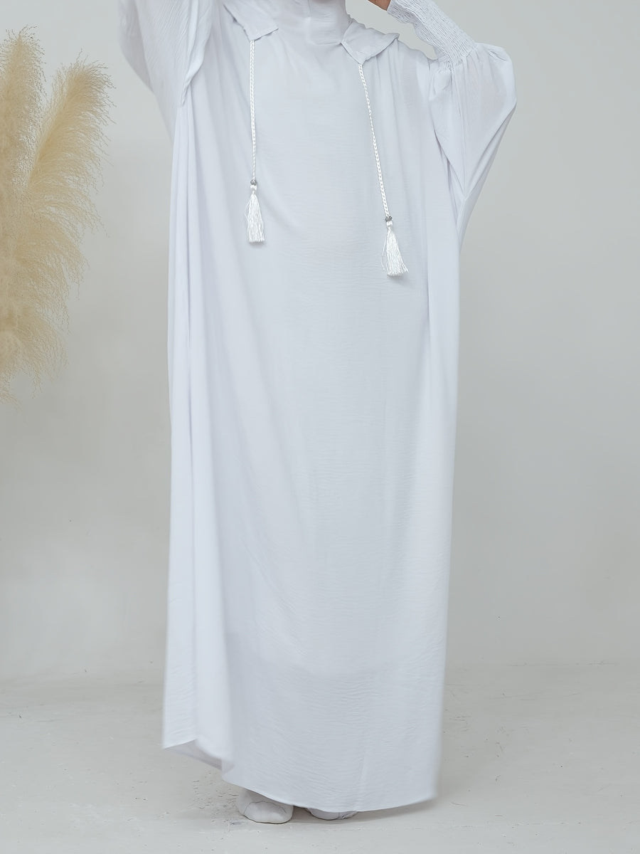 Plus Size - Plus Size - 1pc Prayer Jilbab Outfit for Muslim Women, Stylish And Elegant, Features a Solid Color, Ideal for Everyday Wear, Festivals, Gatherings, And Outdoor Events. Women'S Islamic - White