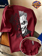 Men'S 100% Short Sleeve T-Shirt, American Trendy Character Print Top, Complete Black And White Comic Figure Scene with Distressed Graffiti Letters, Eye-Catching Visual Effect, Suitable for Various Casual Occasions, Relaxed Fit, And Fade-Resistant - Burgundy