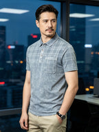 American-style Washed Distressed Short-Sleeve T-Shirt for Middle-Aged and Elderly, with Real Pockets, Casual Nostalgic Vintage Polo Shirt, Washed Distressed Fade Effect - Light Grey