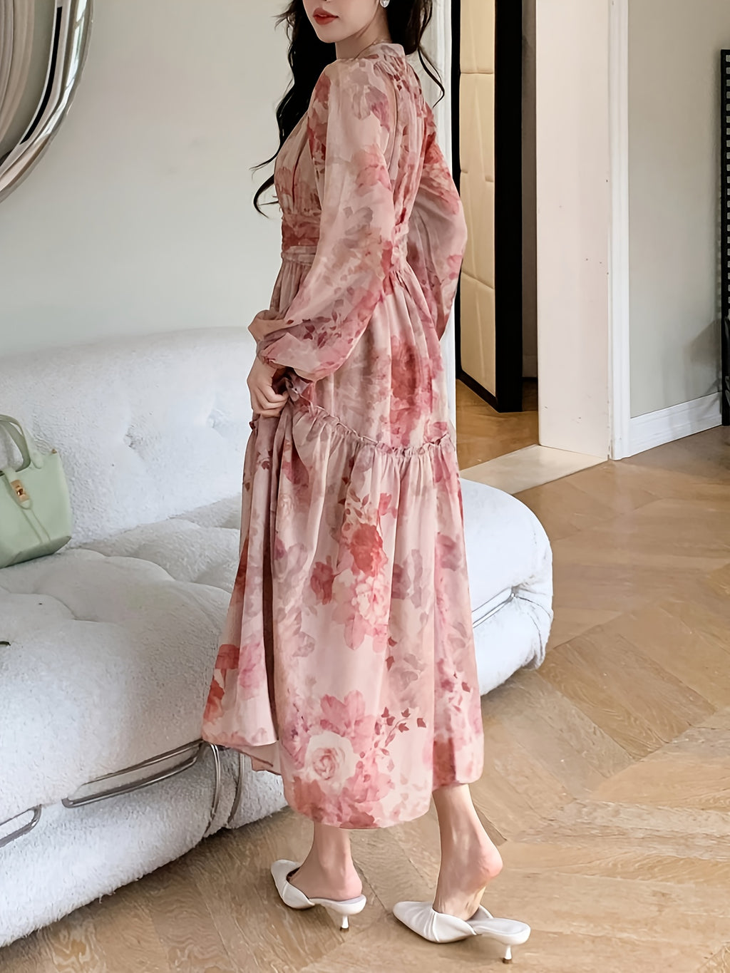 Women's Dress, Fashionable Elegant Solid Color Dress, Temperament Slim Fit Evening Gown - Dusty Rose