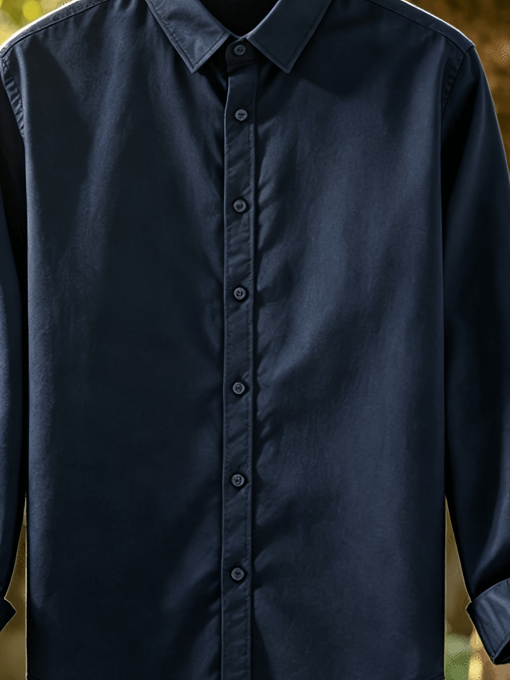Single Piece Men'S Solid Color Long-Sleeve Shirt, Loose And Soft Button-Up Cardigan Design, Comfortable And Skin-Friendly, Available in Multiple Colors, Versatile for Daily Wear And Outdoor Adventures - Navy Color