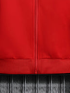 [Pearson OBM] Men'S Spring Autumn Casual Easy All-Match Outdoor Sports Jacket, Small Stand Collar Solid Color with Three Stripes, Side Seam Zipper Pockets, Elastic Cuffs And Hem Design, Full Zip Closure Coat, Suitable for Vacation, Sports - Red