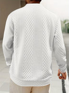 New 3D Jacquard Fabric Henley Shirt - White