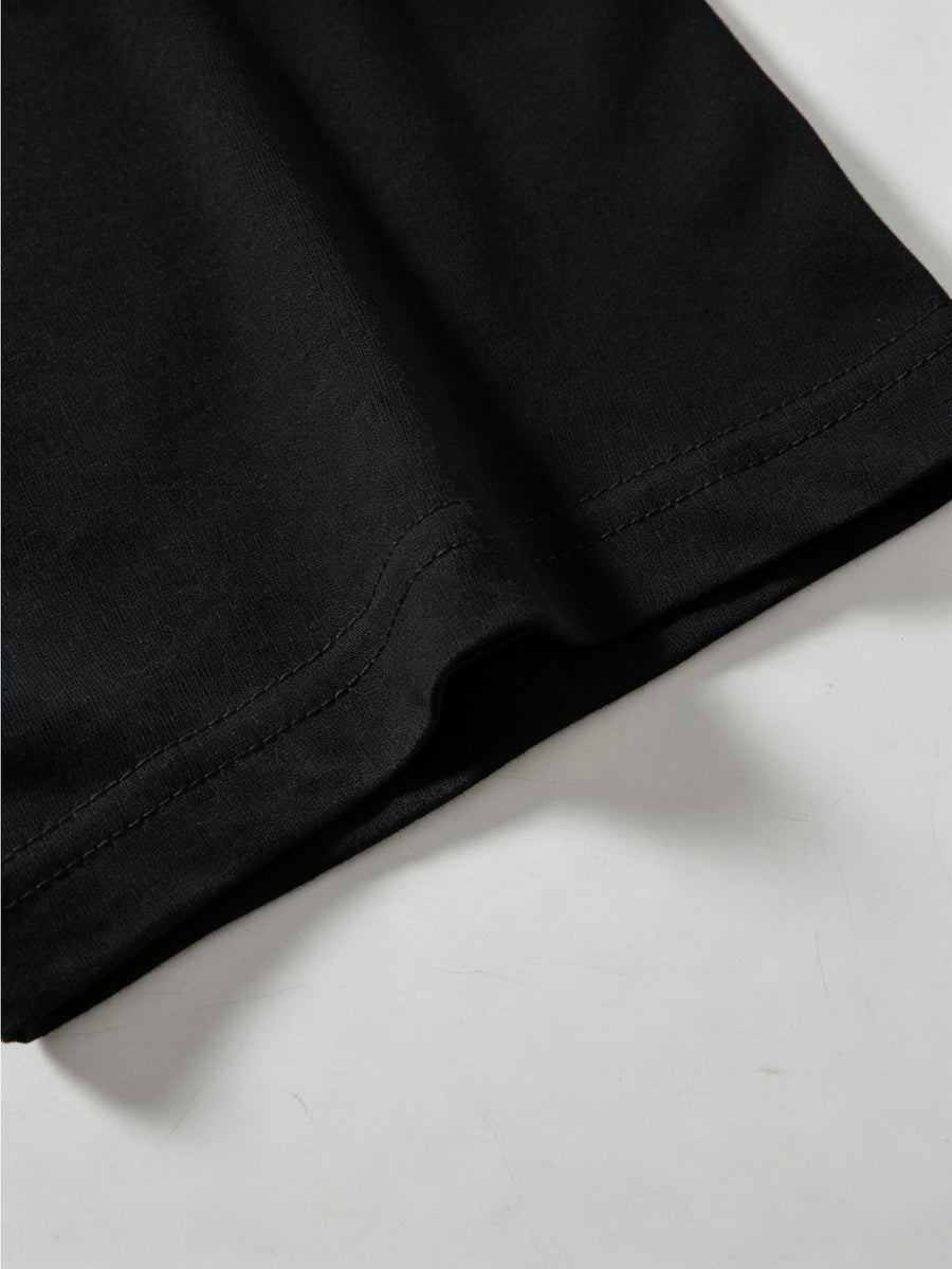 Warner Exclusive, Vintage Street Style Classic Superman "S" Logo Print Design, Men's Summer Basic Daily Casual Short-Sleeve T-Shirt, Suitable for Outdoor Wear, Fitness, Office, and Daily Outfits, an Essential Item for a Basic Wardrobe - Black