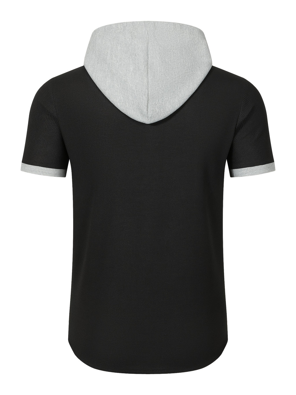 New Summer Shirt with Hooded Men'S Wear, Casual, Loose, Fashionable, Athletic, Home Workout, Camping, Fitness, Beach Shirt, Solid Color, Trendy, Youthful Fashion, Premium, Short Sleeve, Summer Premium Men'S Shirt - Black