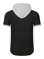 New Summer Shirt with Hooded Men'S Wear, Casual, Loose, Fashionable, Athletic, Home Workout, Camping, Fitness, Beach Shirt, Solid Color, Trendy, Youthful Fashion, Premium, Short Sleeve, Summer Premium Men'S Shirt - Black