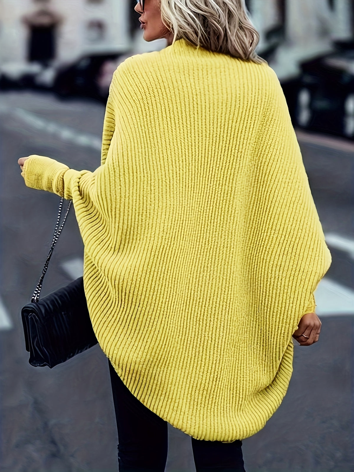 New Autumn And Winter Collection of Popular Casual Fashion Loose And Easy Versatile Elegant Retro Long-Sleeve Shawl Women'S Cardigan Top - Yellow