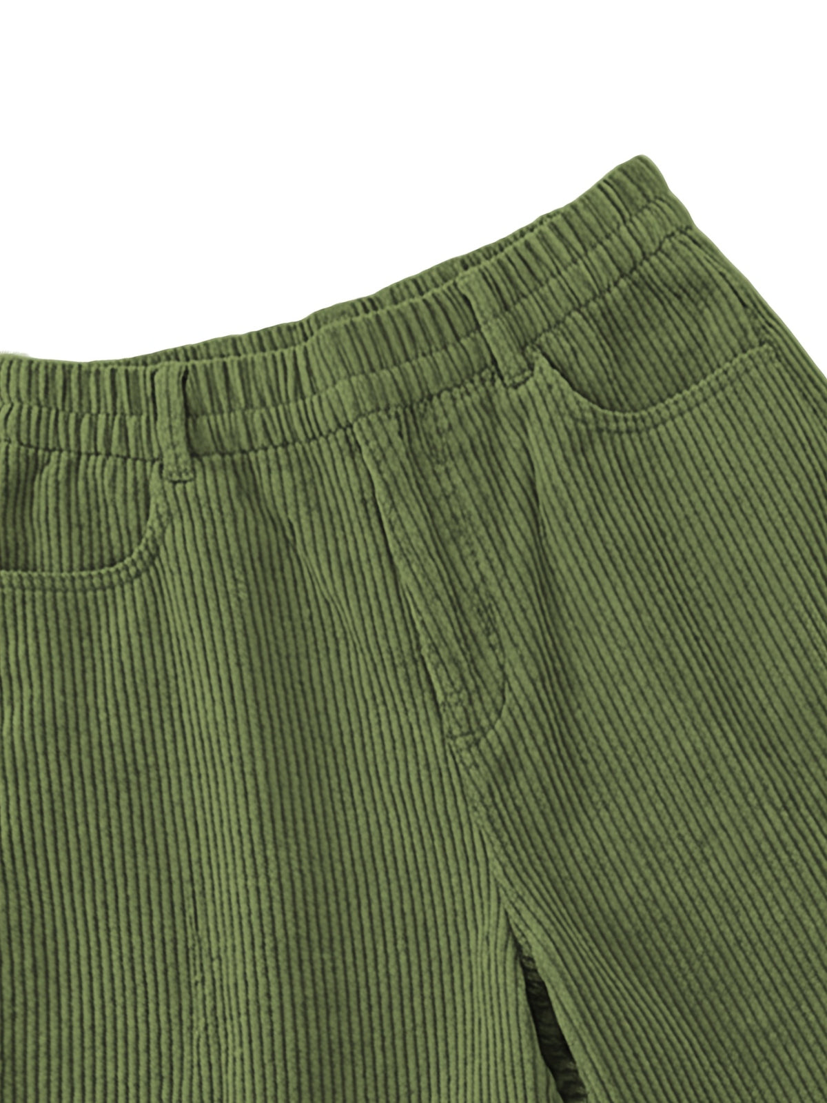 Women's 8-Wale Corduroy Wide Leg Bermuda Shorts, High Waisted Versatile Casual Shorts, Multi-Color Vintage Style, Soft & Stretchy, Suitable for Spring, Summer and Autumn - Olive Green