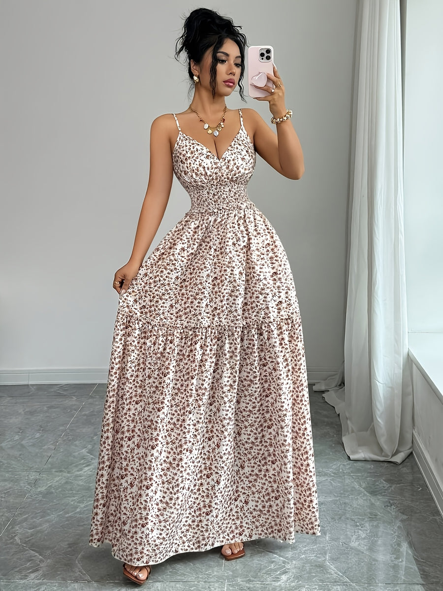 New Style Spaghetti Strap Floral Belt Elegant Design for Ladies' Vacation Dress - Multicolor