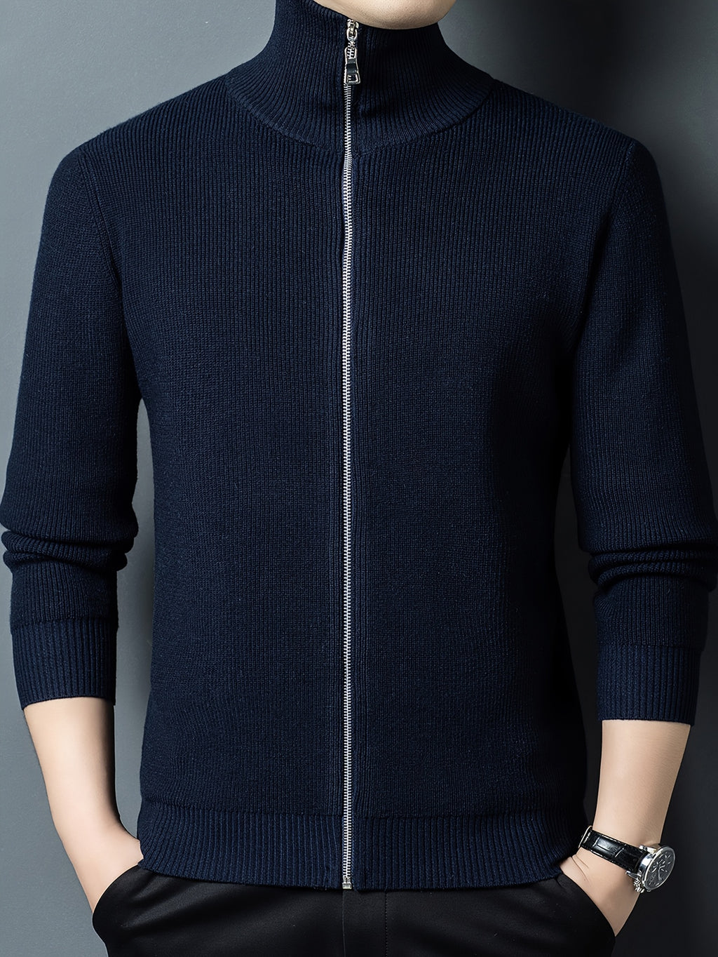 Lapel Full-Zip Knit Cardigan Jacket, Versatile And Practical - SINBOS - Shangqing