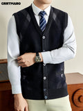 Men's Sweater Vest, Warm Casual Layering Top for Fall and Winter - Black Gray