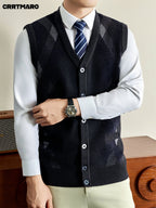 Men's Sweater Vest, Warm Casual Layering Top for Fall and Winter - Black Gray