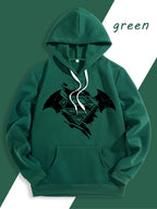Warner Official Men's Hooded Sweatshirt, Black and White Distressed Batman Symbol Torn Wind Print Design, Machine Washable, Cozy and Comfortable Daily Drawstring Hooded Sweatshirt for Autumn and Winter, Versatile Sporty Casual Loose Fit - Green