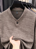 New Men's Long-Sleeve Warm Fashionable Versatile Knit Sweater - Coffee Color