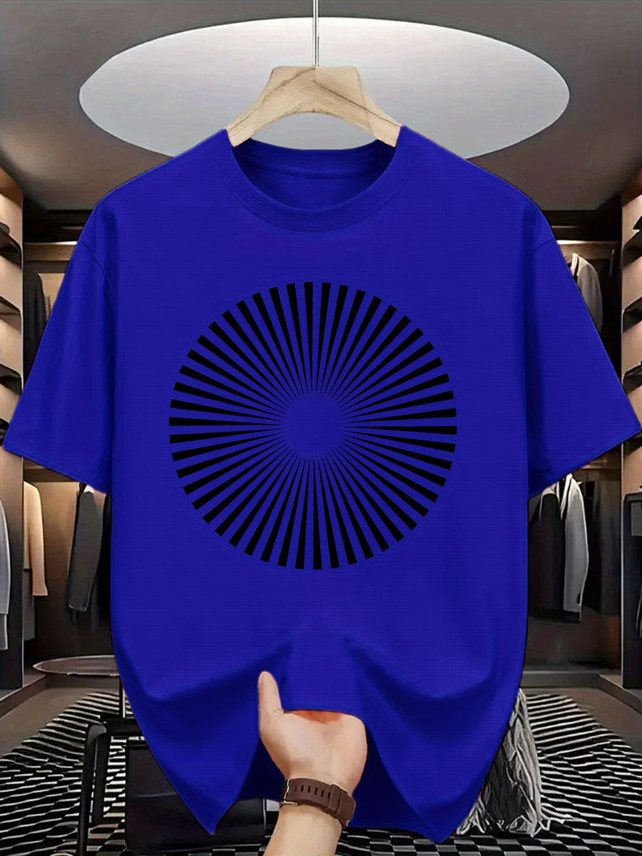 Trendy Printed T-Shirts for Men, Regular Standard Fit Comfortable Short Sleeve Casual Tee, Versatile Everyday Fashion Outfit Top - Blue