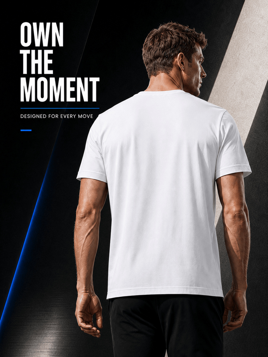 15pcs High-Quality Men'S Solid Color Short-Sleeve T-Shirts, Available in Multiple Colors, Casual, Comfortable, Lightweight, Fashionable, Basic Style Tops, Suitable for Daily Wear, Work, Sports, And As Gifts - White 15 Pack