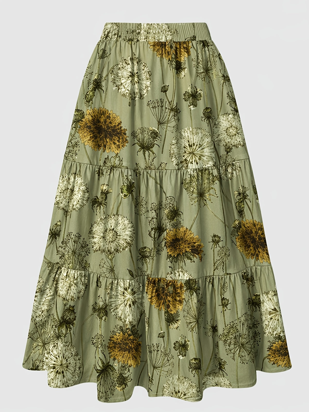 Dandelion Floral Print Three-layer Skirt - Mixed colors