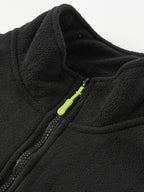 Men'S Autumn Winter Trendy Fleece Jacket, All-Match Style with Multiple Pockets, Casual Commute Top, New Men'S Techwear Stand-Collar Jacket with Full Zipper, Fashionable Print Top - Black