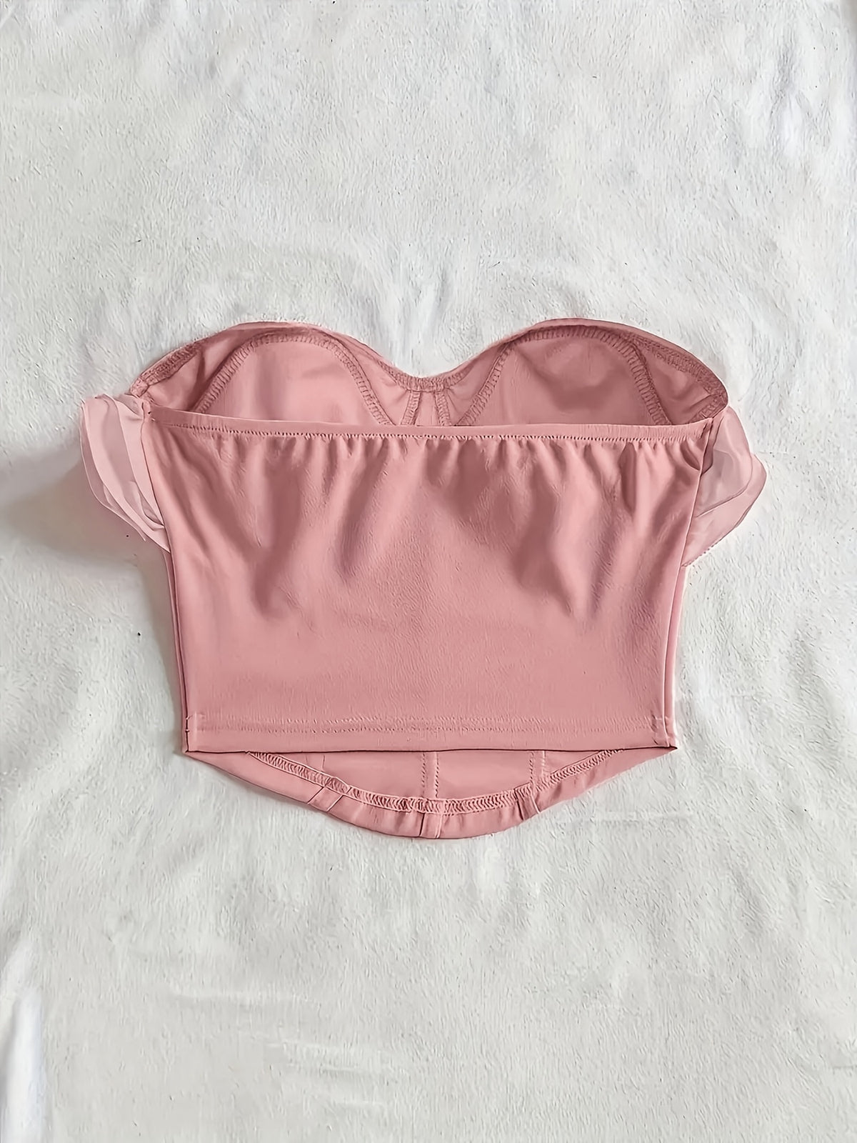 Women's Fashion Strapless Crop Top Beach Sexy Backless Sleeveless Top - Pink