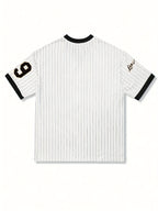 European and American V-neck Trendy Letter Print Sports T-shirt - Black