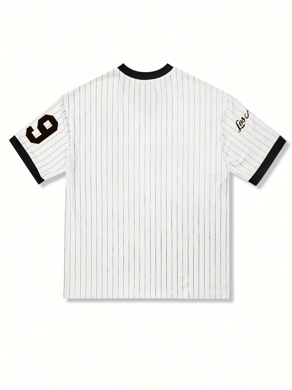 European and American V-neck Trendy Letter Print Sports T-shirt - Black