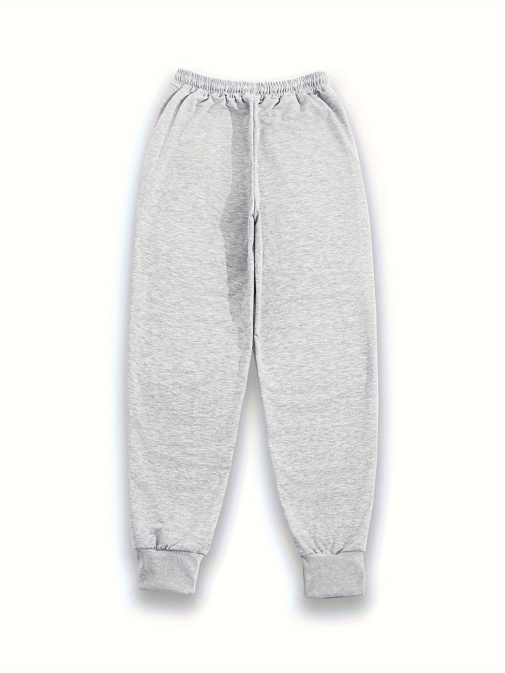 Casual Trousers with a Graphic Design, Featuring an Elastic Waistband, Suitable for Women - Grey