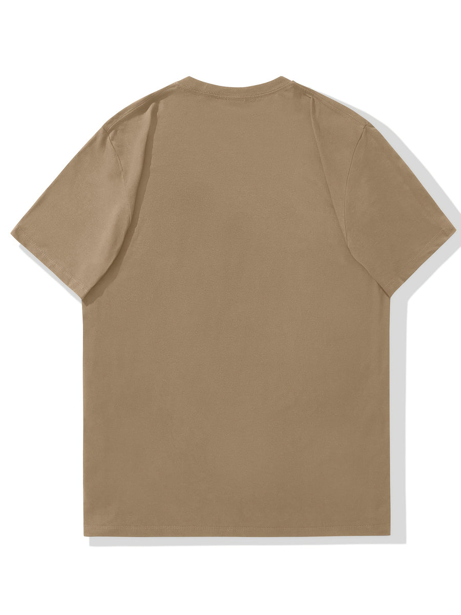 Men'S Original Parts Vintage Pattern Summer Casual Round Neck Short Sleeve T-Shirt - Khaki