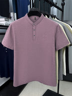 [Pearson OBM] Men'S T-Shirt New Short Sleeve Polo Shirt Stand-Up Collar Easy Business Casual Premium Top Dongli - Light Purple