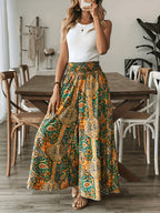 New Women'S Fashion Casual Sexy Generous Elegant Random Print Waist-Cinching Wide-Leg Shorts Skirt - Multicolor 1
