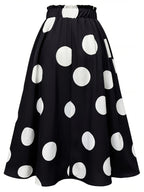 Hot Women's Trendy Fashion Color Block Casual Printed Waist-Tie Bow Elegant Versatile Commuter Style A-Line Skirt - White