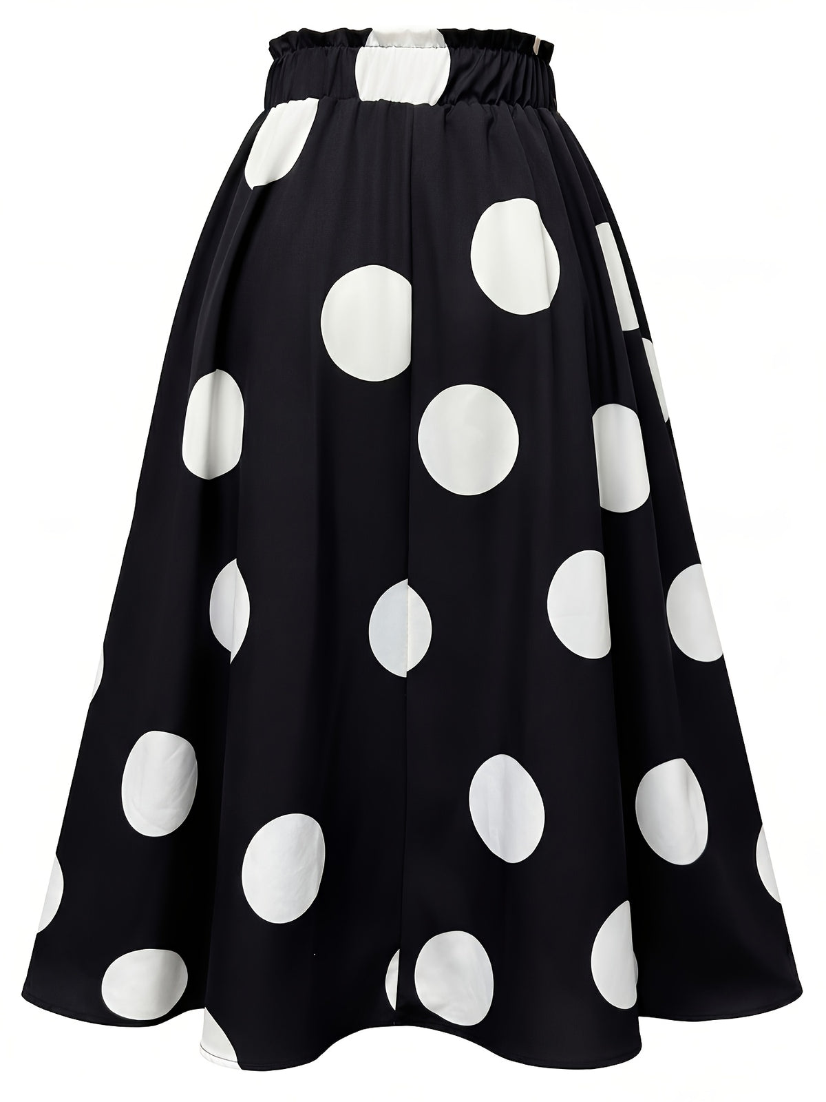 Hot Women's Trendy Fashion Color Block Casual Printed Waist-Tie Bow Elegant Versatile Commuter Style A-Line Skirt - White