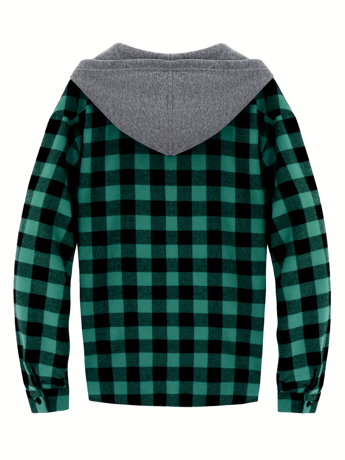 Men's Fashion Hooded Plaid Trendy Shirt Hooded Plaid Sweatshirt, Autumn/Winter Essentials, New Season - Dark Green