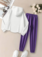 Autumn-Winter New MILANO Women's Hooded Sweatshirt Set - Purple