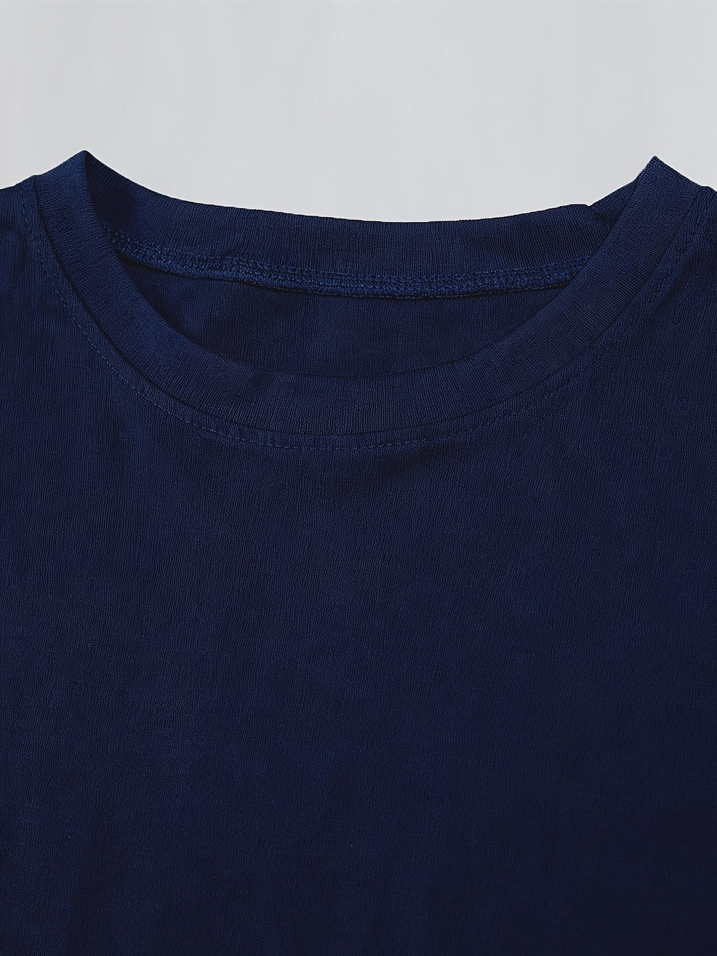 Summer Elegant Women's Pure Short-sleeve Dress, Y Casual Style, Clover Stripe Print Short-sleeve Top. 100% Round-neck Short-sleeve T-shirt, Machine Washable, Comfortable and Versatile. Breathable, Skin-friendly, Easy to Care for, Soft and Smooth. - Navy Color
