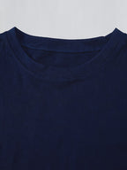 Summer Elegant Women's Pure Short-sleeve Dress, Y Casual Style, Clover Stripe Print Short-sleeve Top. 100% Round-neck Short-sleeve T-shirt, Machine Washable, Comfortable and Versatile. Breathable, Skin-friendly, Easy to Care for, Soft and Smooth. - Navy Color