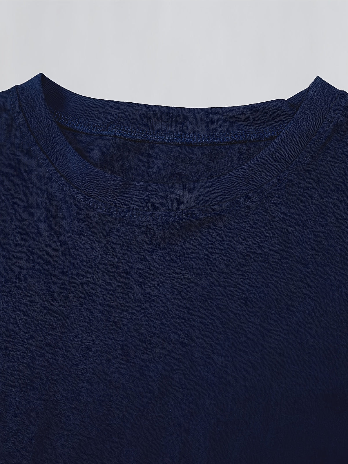 Summer Elegant Women's Pure Short-sleeve Dress, Y Casual Style, Clover Stripe Print Short-sleeve Top. 100% Round-neck Short-sleeve T-shirt, Machine Washable, Comfortable and Versatile. Breathable, Skin-friendly, Easy to Care for, Soft and Smooth. - Navy Color