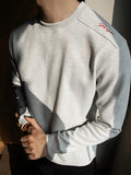Men'S Sweatshirt Honeycomb Embroidery Sweatshirt Men'S Spring Autumn Round Neck Waffle Long Sleeve T-Shirt Fitness Cool - Grey