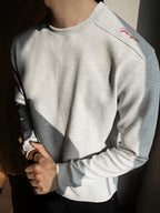 Men'S Sweatshirt Honeycomb Embroidery Sweatshirt Men'S Spring Autumn Round Neck Waffle Long Sleeve T-Shirt Fitness Cool - Grey