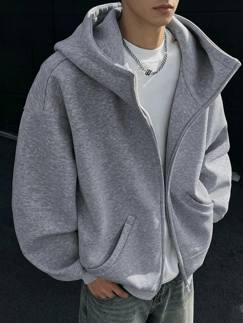 Y2K Zipper Hoodie | Casual Sporty Style Open-Front Cardigan Sweatshirt | Ideal Gift for Boyfriend Or Husband | Suitable for Daily Walks, Work, Outings - Dark Gray